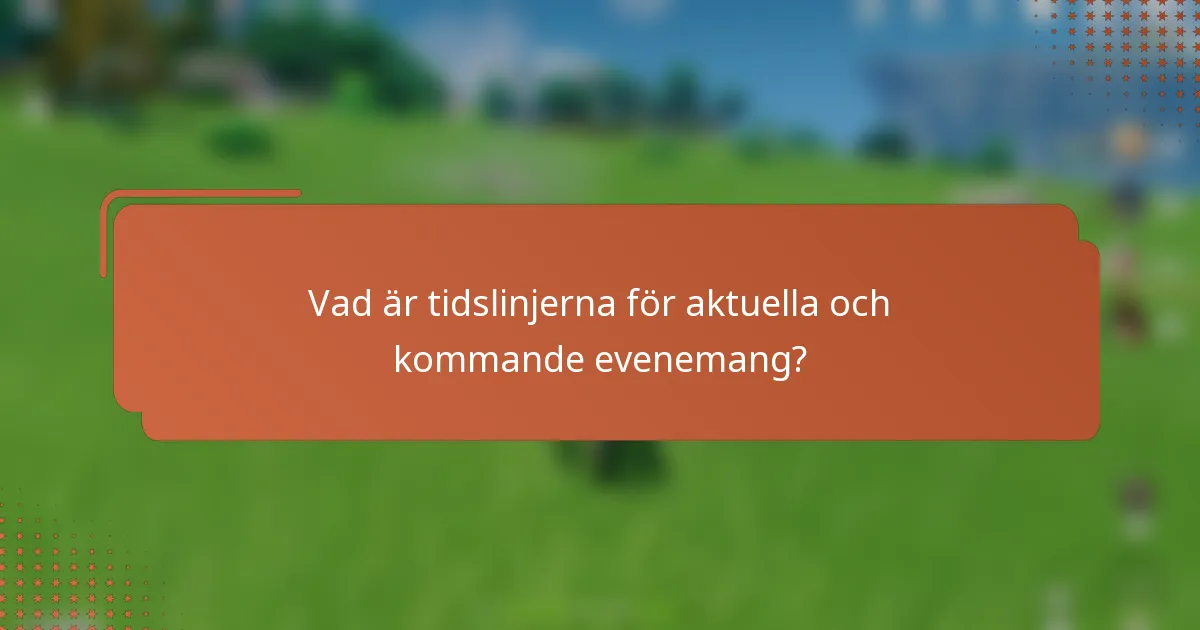 Vad är tidslinjerna för aktuella och kommande evenemang?