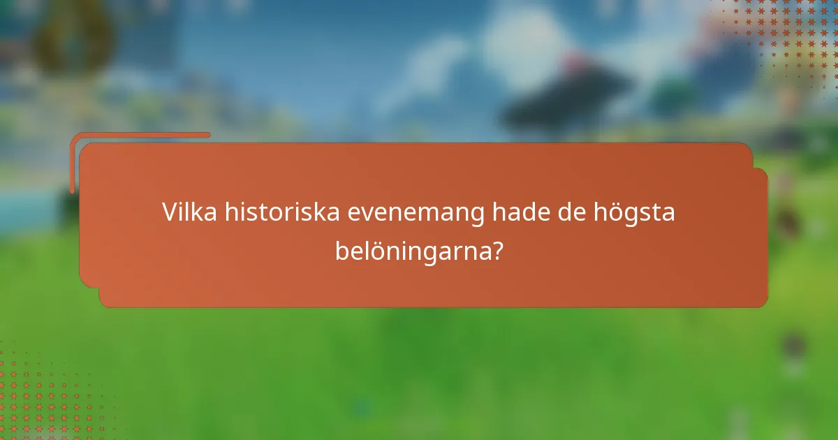 Vilka historiska evenemang hade de högsta belöningarna?